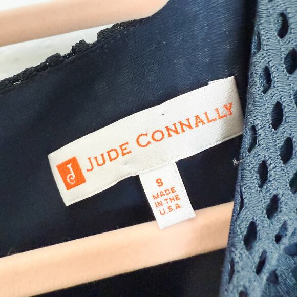 Judy Connally Danielle Spring Lace Bell Sleeve Shift Dress Navy Blue Size Small - Picture 5 of 7